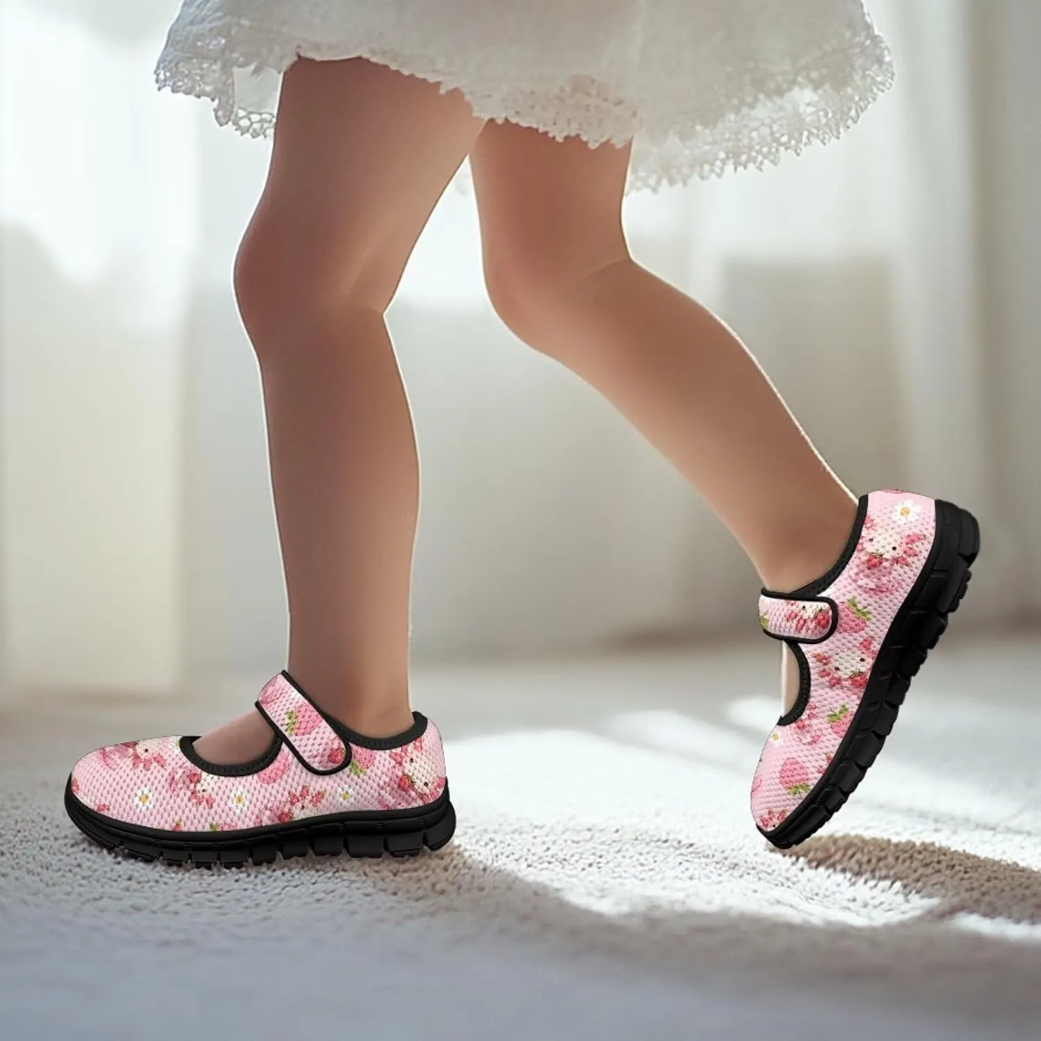 Comfortable Slip-On Sneaker for Girls,Girls'Mary Jane Shoes for Party,Cartoon Walking Flat Shoes for Daily Wear