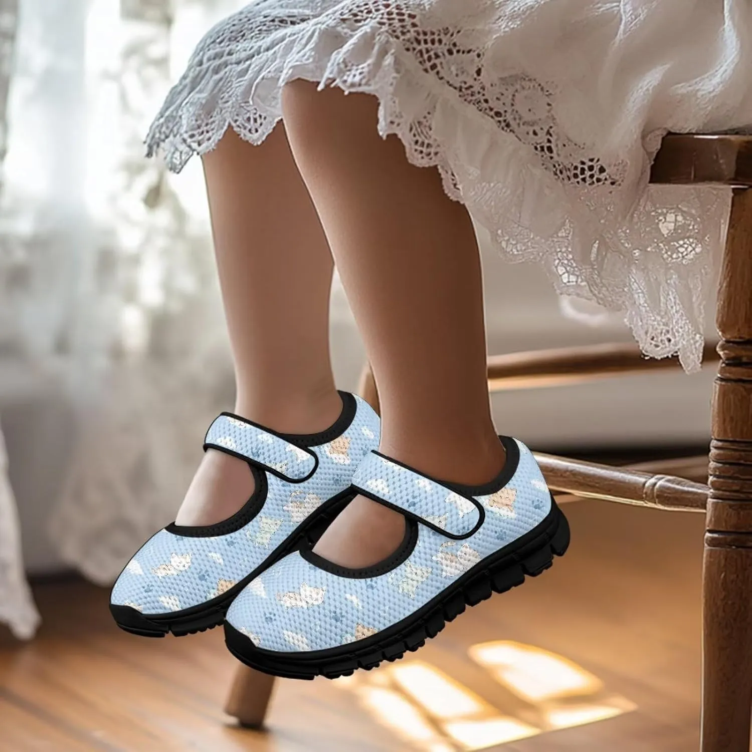 Comfortable Slip-On Sneaker for Girls,Girls'Mary Jane Shoes for Party,Cartoon Walking Flat Shoes for Daily Wear