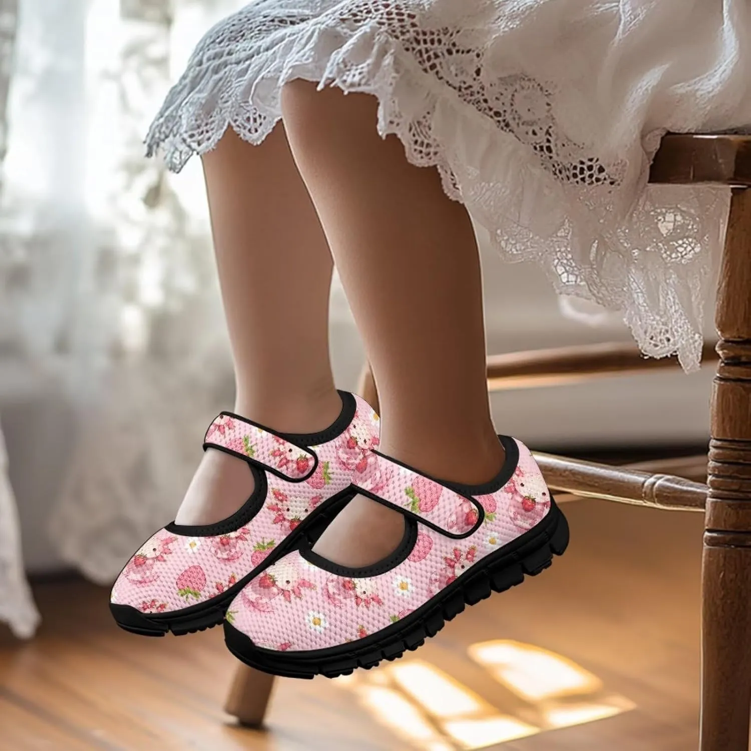 Comfortable Slip-On Sneaker for Girls,Girls'Mary Jane Shoes for Party,Cartoon Walking Flat Shoes for Daily Wear