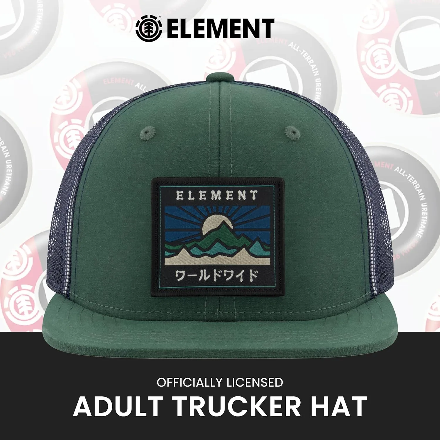 Concept One Element Trucker Hat, 6 Panel Adult Baseball Cap with Flat Brim