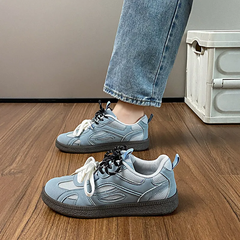 Contrast Mesh Flat Sneakers