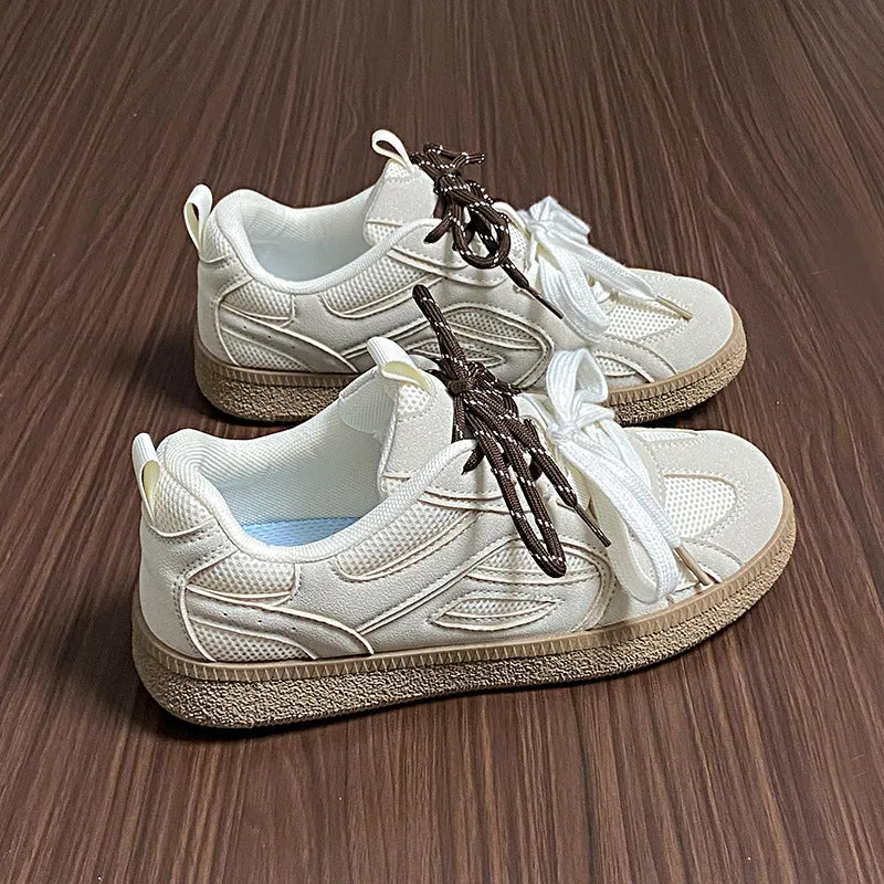Contrast Mesh Flat Sneakers