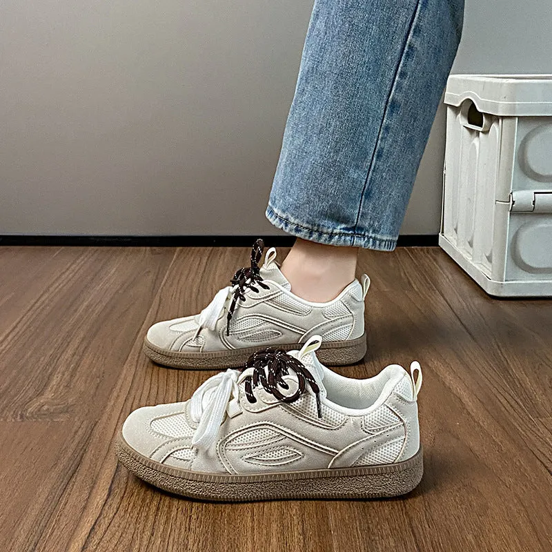 Contrast Mesh Flat Sneakers