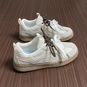 Contrast Mesh Flat Sneakers