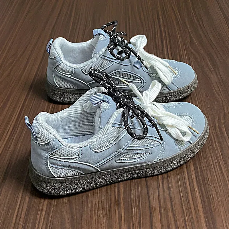 Contrast Mesh Flat Sneakers