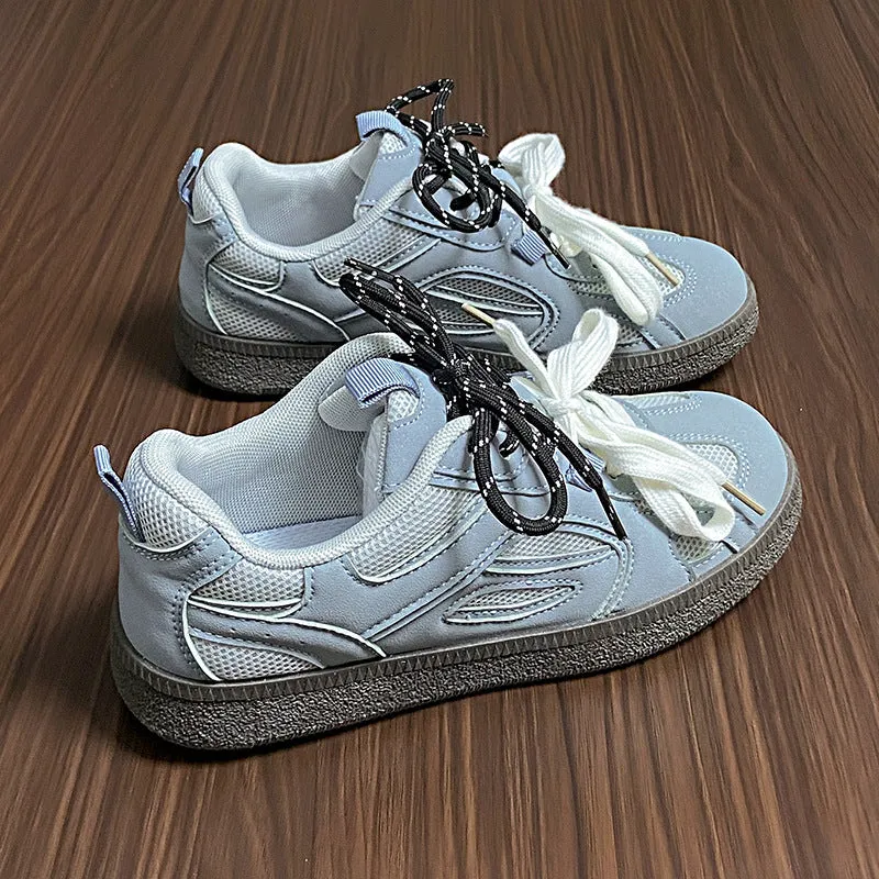 Contrast Mesh Flat Sneakers