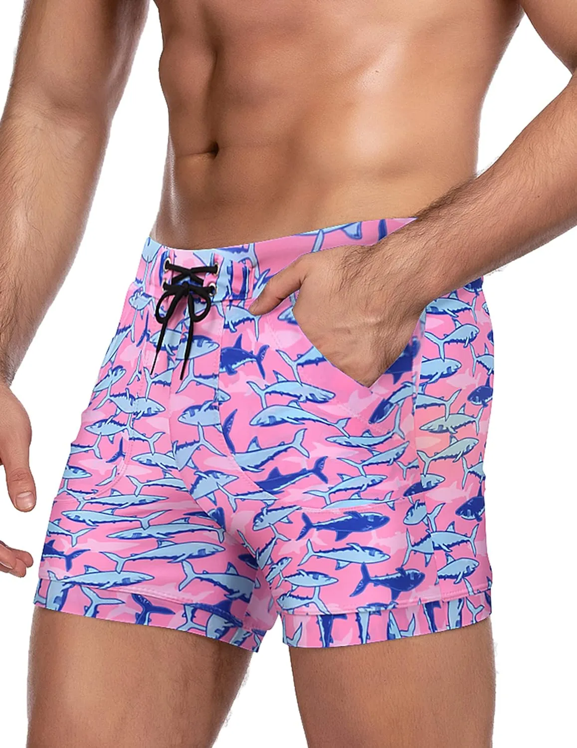 COOFANDY Men's Swimsuit Camo Quick Dry Mens Swimming Shorts Trunks with Pockets