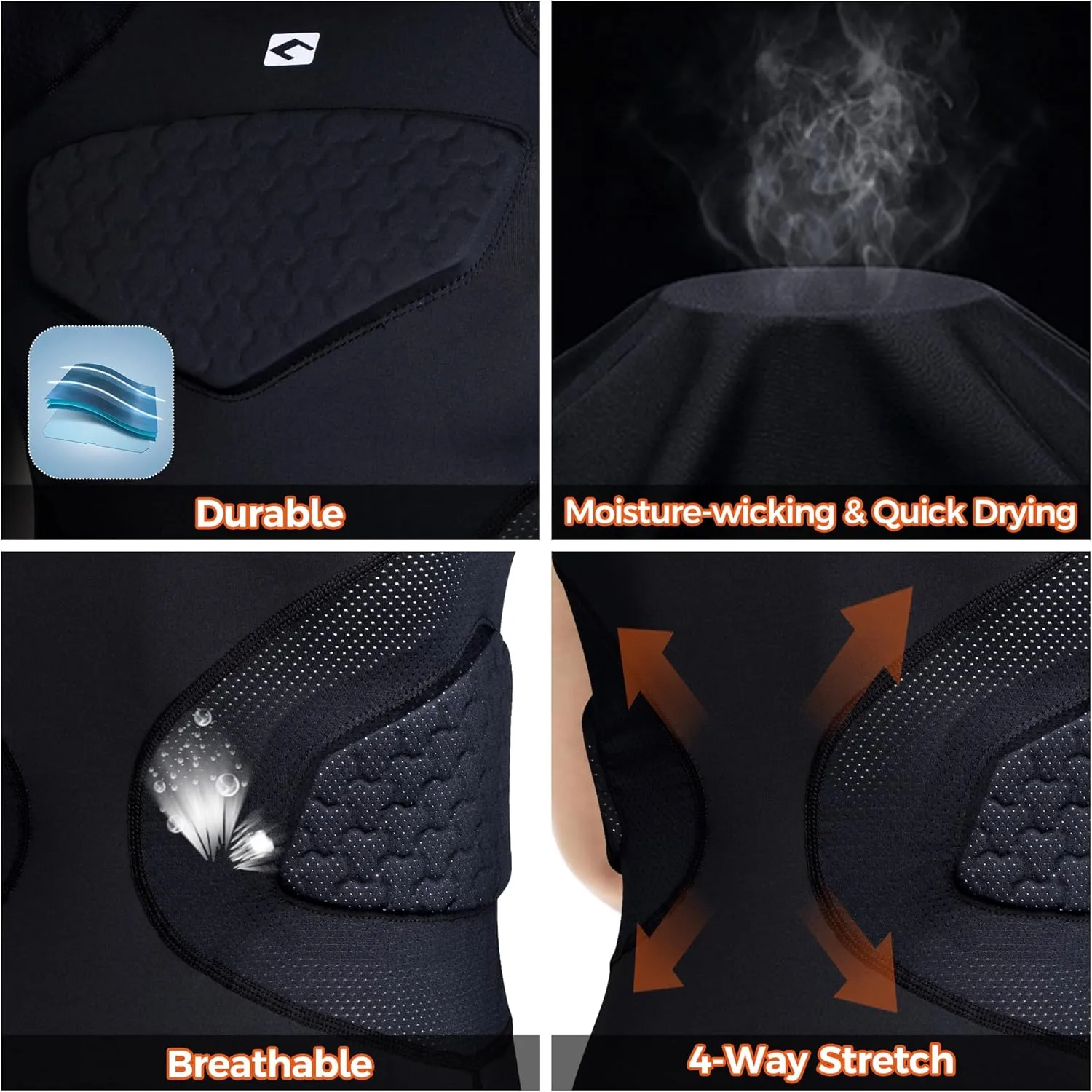 COOLOMG Youth Football Padded Shirt Chest Rib Protector Heart Sternum Shoulder Protection for Rugby Lacrosse