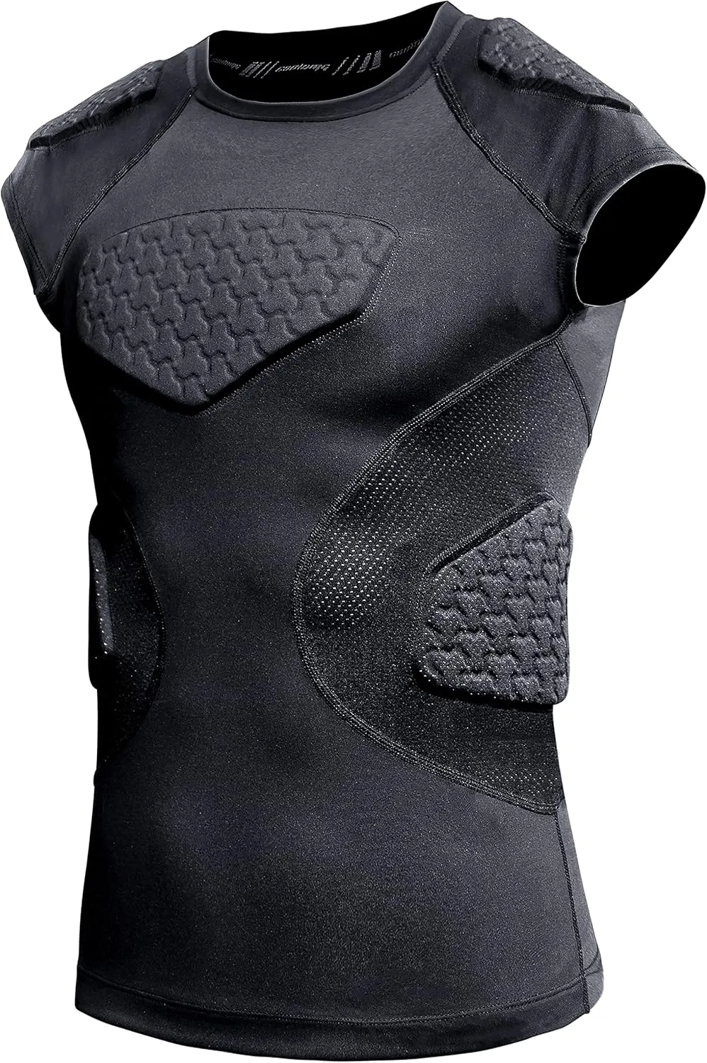 COOLOMG Youth Football Padded Shirt Chest Rib Protector Heart Sternum Shoulder Protection for Rugby Lacrosse