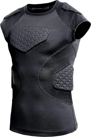 COOLOMG Youth Football Padded Shirt Chest Rib Protector Heart Sternum Shoulder Protection for Rugby Lacrosse