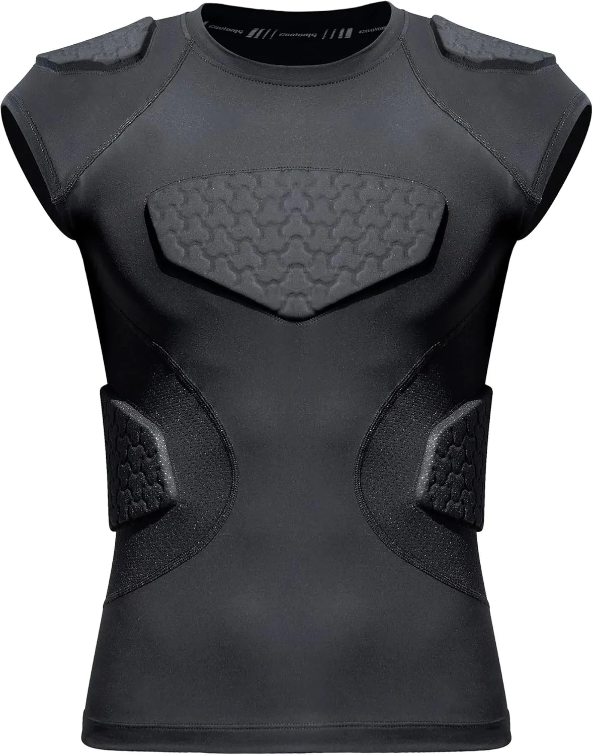 COOLOMG Youth Football Padded Shirt Chest Rib Protector Heart Sternum Shoulder Protection for Rugby Lacrosse