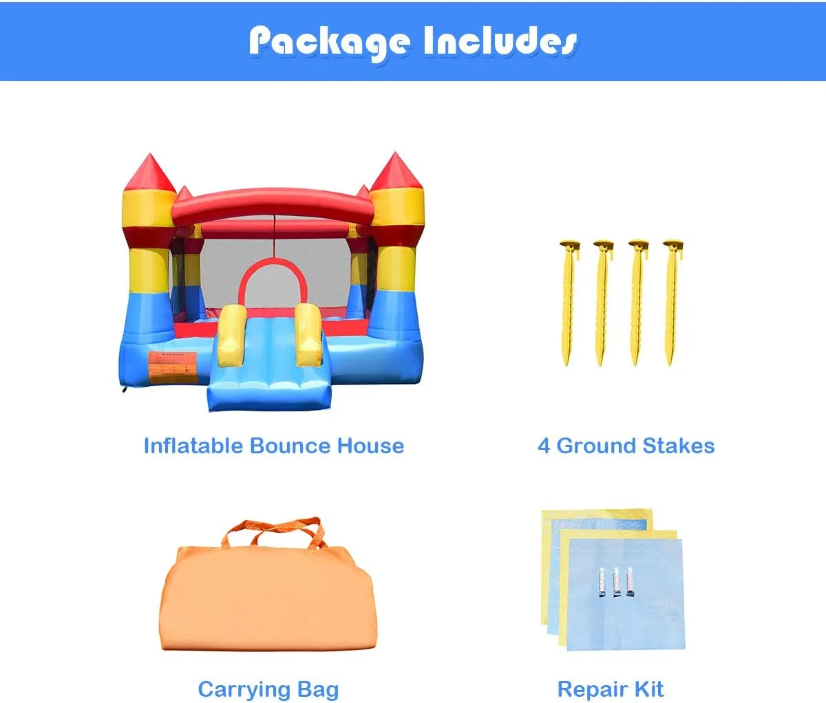 Costzon Inflatable Bounce House, Party Castle Bouncy House for Kids 12ft L x 9ft W x 7ft H Indoor Outdoor Fun with Large Jumping Area & Fun Slide, Toddler Bounce House for Backyard Birthday Gifts