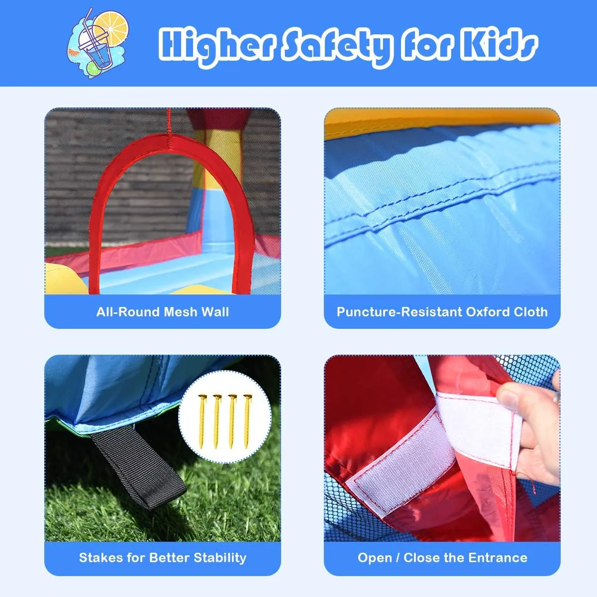 Costzon Inflatable Bounce House, Party Castle Bouncy House for Kids 12ft L x 9ft W x 7ft H Indoor Outdoor Fun w/Large Jumping Area & Fun Slide, Blower, Toddler Bounce House for Backyard Birthday Gifts