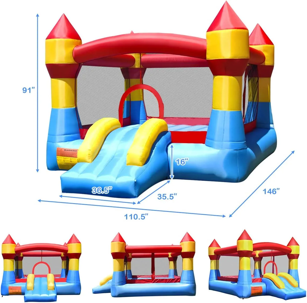 Costzon Inflatable Bounce House, Party Castle Bouncy House for Kids 12ft L x 9ft W x 7ft H Indoor Outdoor Fun w/Large Jumping Area & Fun Slide, Blower, Toddler Bounce House for Backyard Birthday Gifts