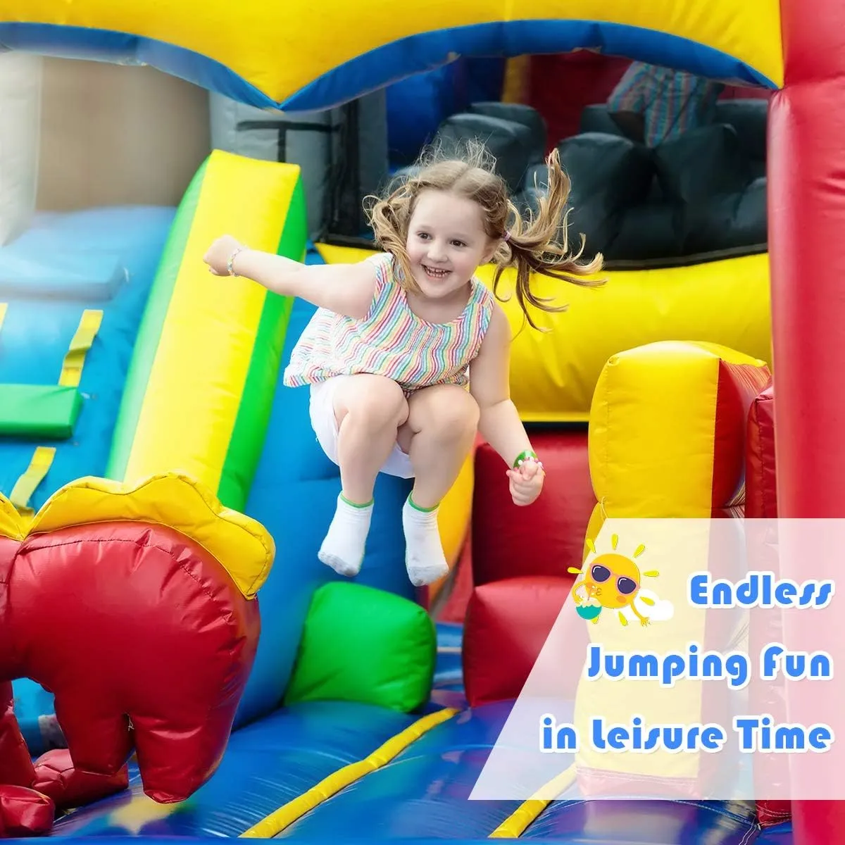 Costzon Inflatable Bounce House, Party Castle Bouncy House for Kids 12ft L x 9ft W x 7ft H Indoor Outdoor Fun w/Large Jumping Area & Fun Slide, Blower, Toddler Bounce House for Backyard Birthday Gifts