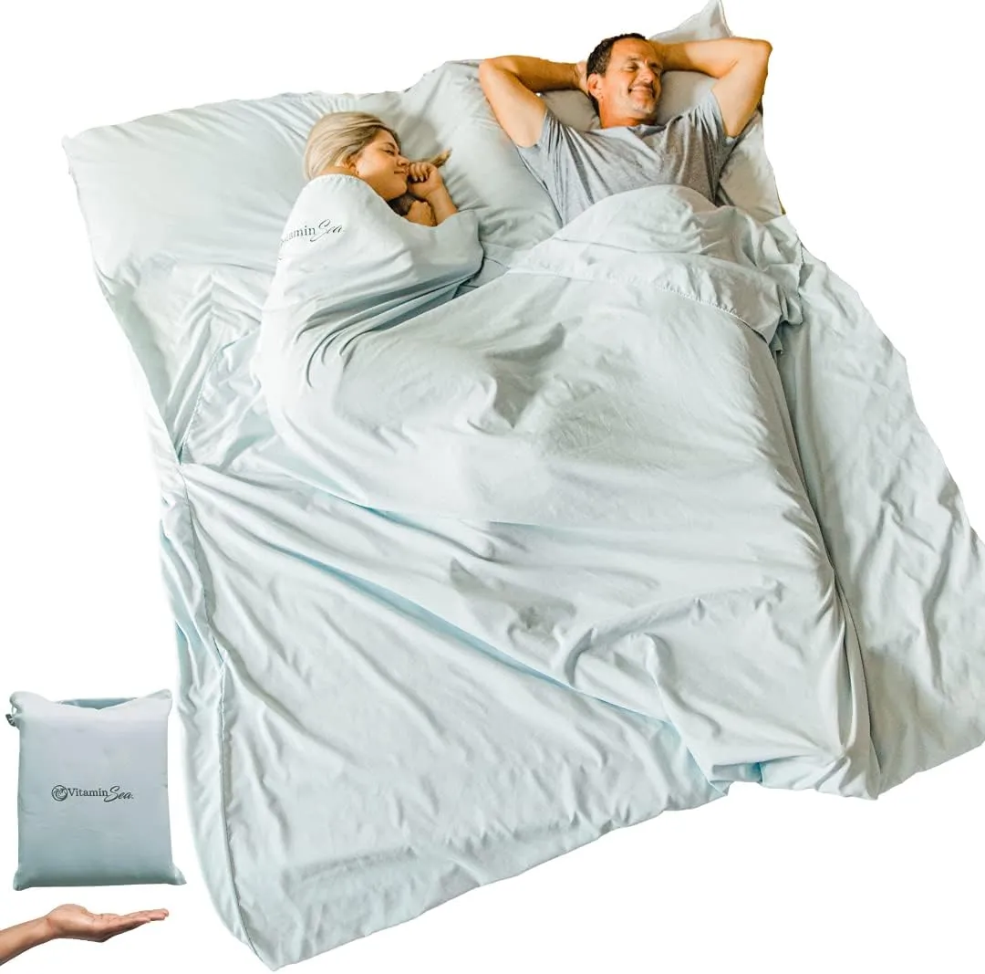 Cotton Sleeping Bag Liner Ultralight | Camping Sheets Lightweight | Travel Sheet | Sleep Sack Adult | Travel Sheet Liners for Hotel | Double