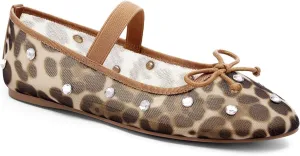 Coutgo Womens Mesh Ballet Flats Crystal Rhinestone Studded Comfortable Mary Jane Dress Shoes