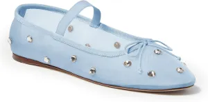 Coutgo Womens Mesh Ballet Flats Crystal Rhinestone Studded Comfortable Mary Jane Dress Shoes