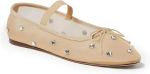 Coutgo Womens Mesh Ballet Flats Crystal Rhinestone Studded Comfortable Mary Jane Dress Shoes
