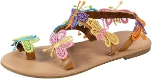 COVOYYAR Women Summer Sandals Beach Flat Sandals Bohemian Butterfly Flip-Flops Causal Comfortable Shoes