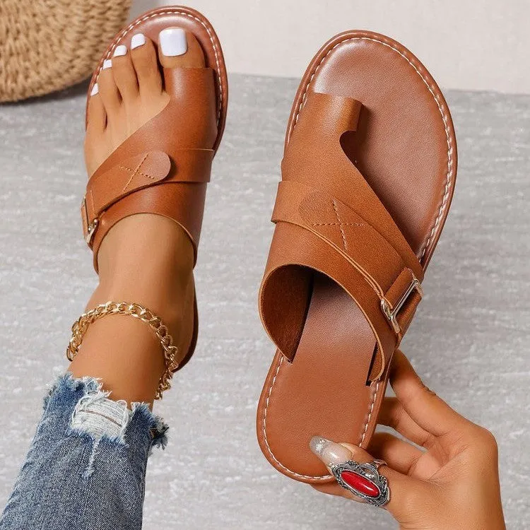 Crisscross Flat Sandals | Faux Leather | Minimalist and Comfortable