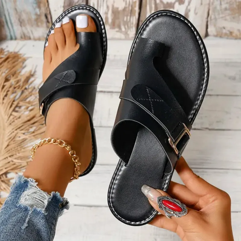 Crisscross Flat Sandals | Faux Leather | Minimalist and Comfortable