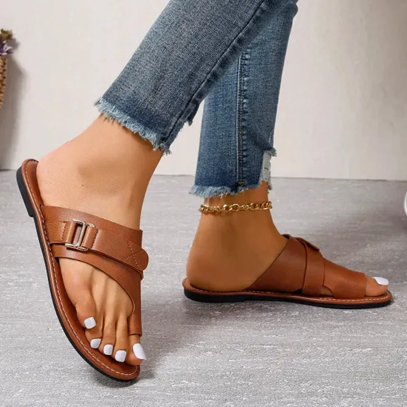 Crisscross Flat Sandals | Faux Leather | Minimalist and Comfortable