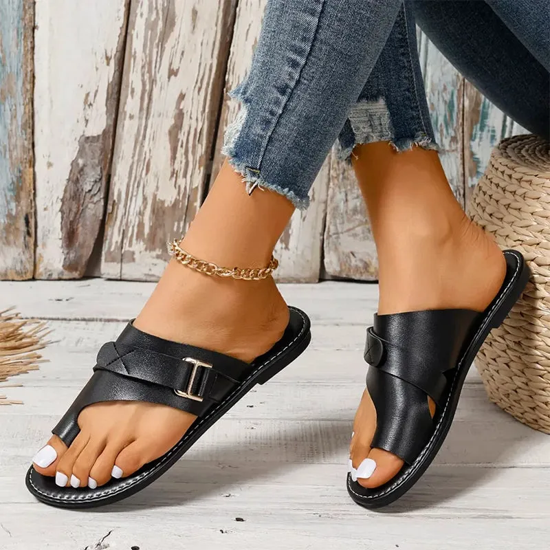 Crisscross Flat Sandals | Faux Leather | Minimalist and Comfortable