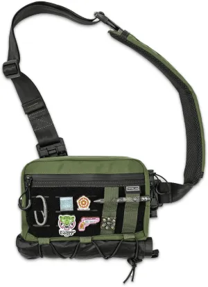 Crossbody Shoulder Bag, Nylon Multipurpose Daypack, Chest Backpack Casual Shoulder for Daily Carry (Black Green-L3S-CR-Small)