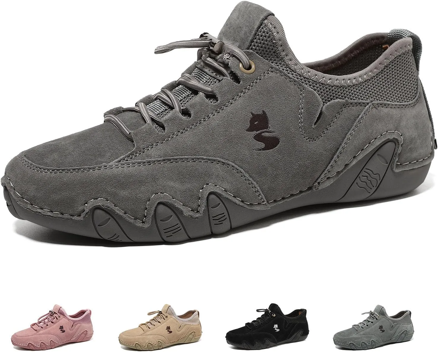 Cubicbee Women's Italian Handmade Suede Low Boots Outdoor Trail Shoes for Hiking & Walking Breathable Mesh Non-Slip Lightweight Casual Sneakers Quick Laces Outdoors Sneakers