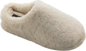 Cuddl Duds Women Indoor Memory Foam Cozy Faux Fur Lining Clog Slipper House Shoes With Skid Resistant Bottom