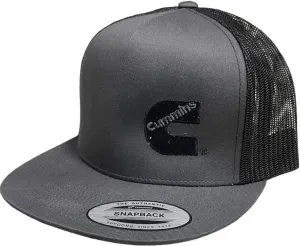 Cumins Charcoal Trucker Black mesh snap Back hat Cap Flatbill Snapback, Charcoal/Black