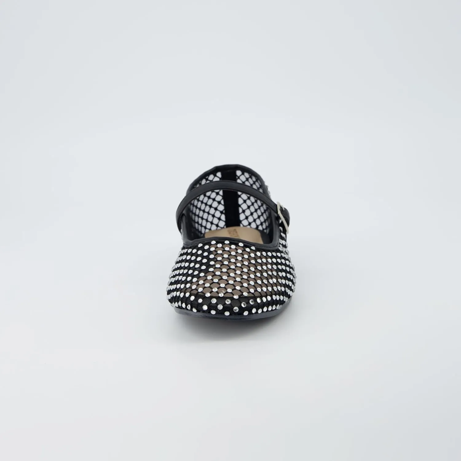 CUSHIONAIRE Women's Maxie Rhinestone Mesh Flat  Memory Foam and Wide Widths Available