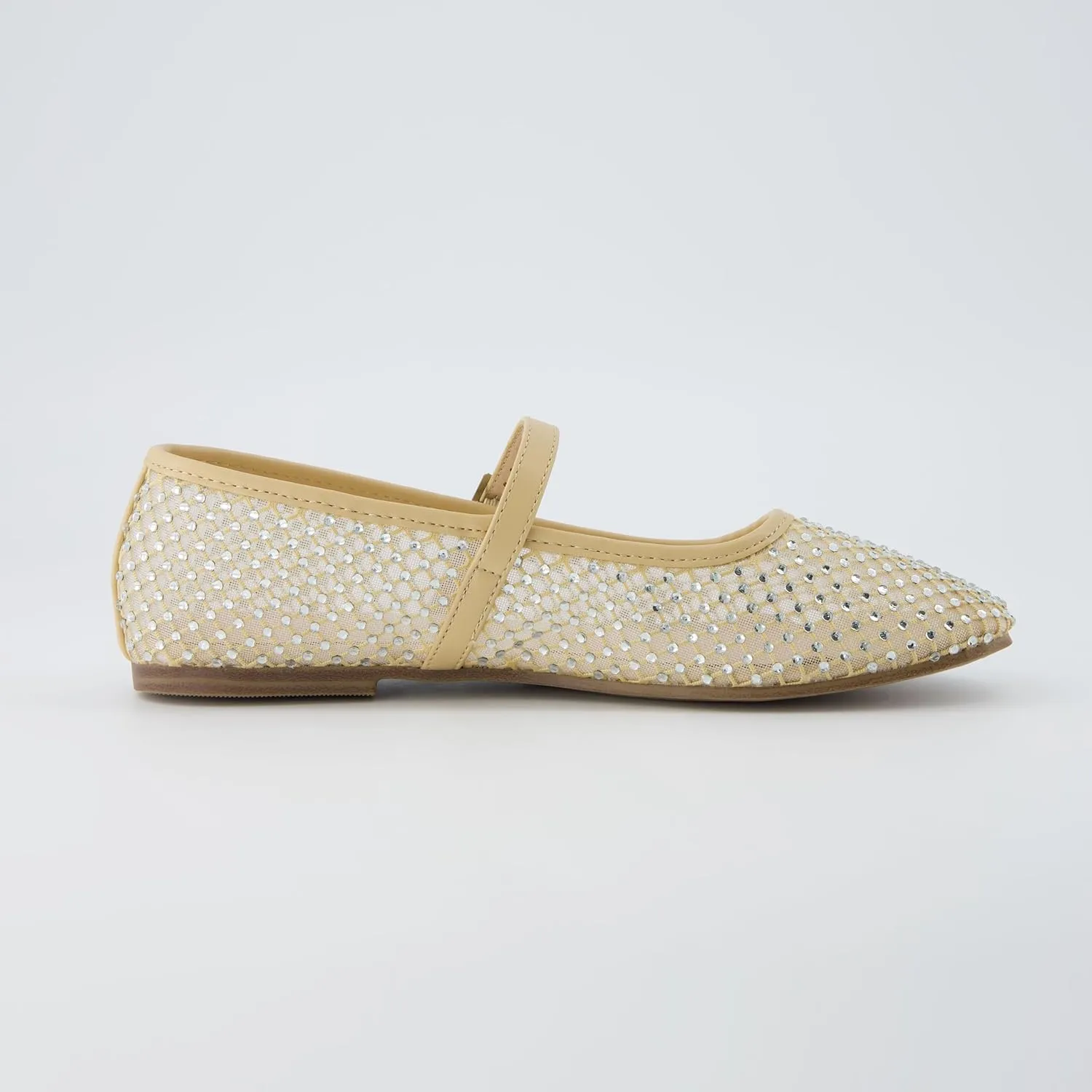 CUSHIONAIRE Women's Maxie Rhinestone Mesh Flat  Memory Foam and Wide Widths Available