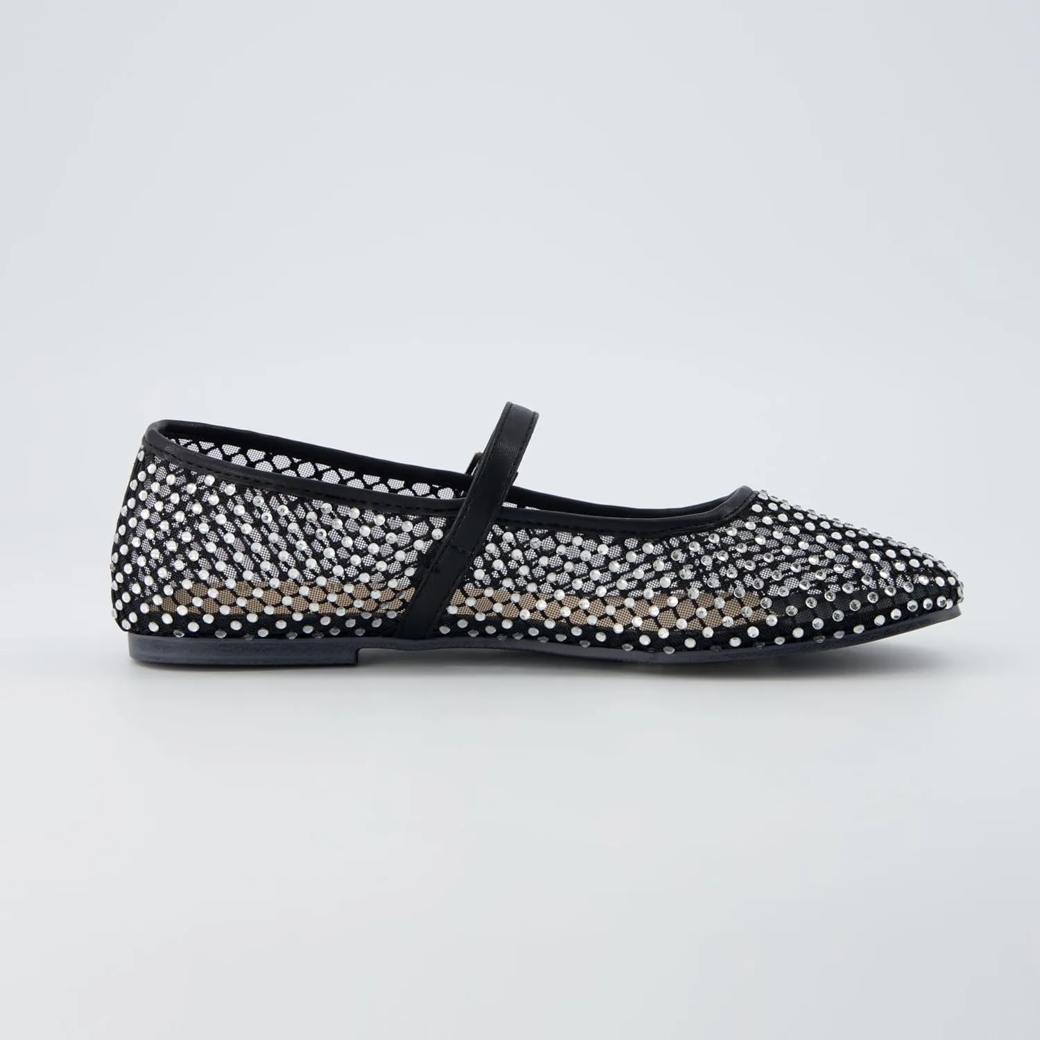CUSHIONAIRE Women's Maxie Rhinestone Mesh Flat  Memory Foam and Wide Widths Available