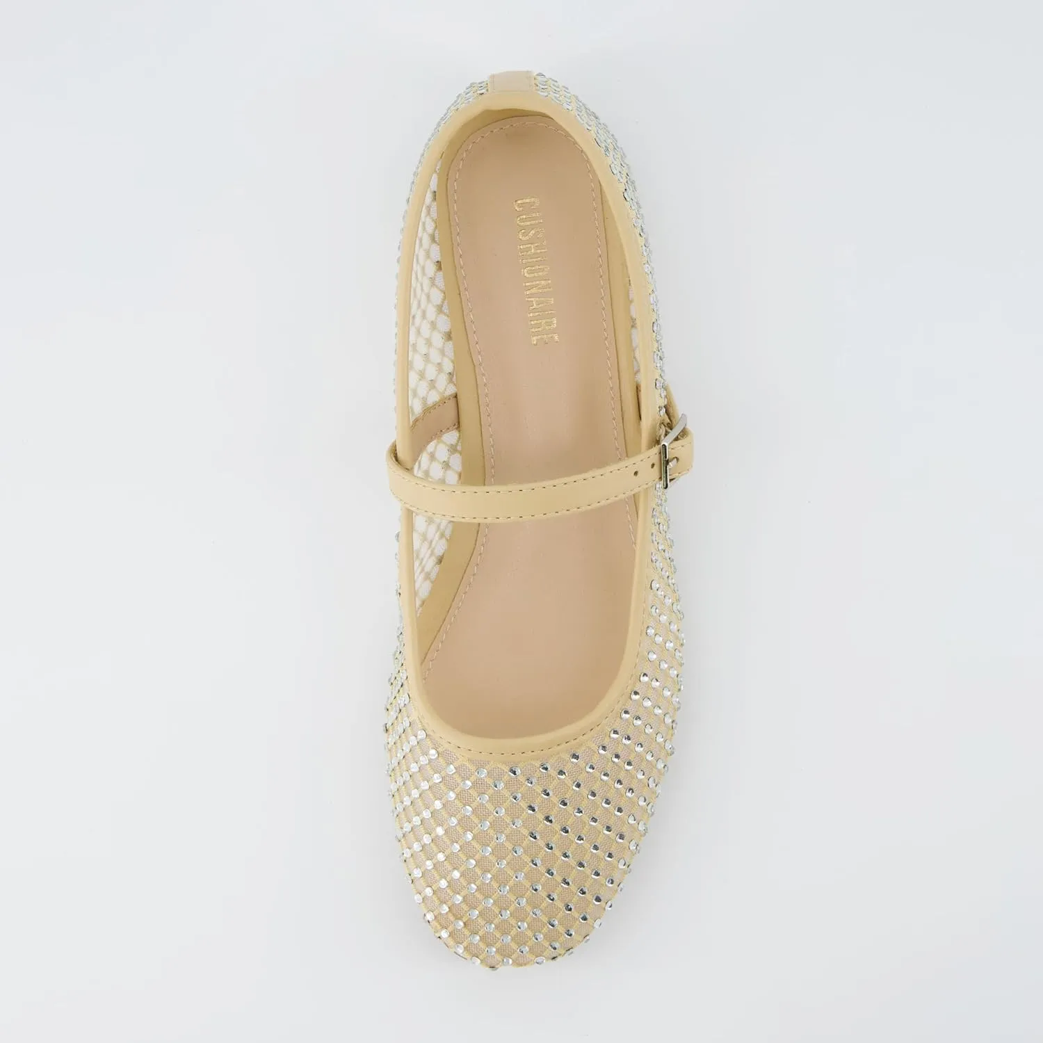 CUSHIONAIRE Women's Maxie Rhinestone Mesh Flat  Memory Foam and Wide Widths Available
