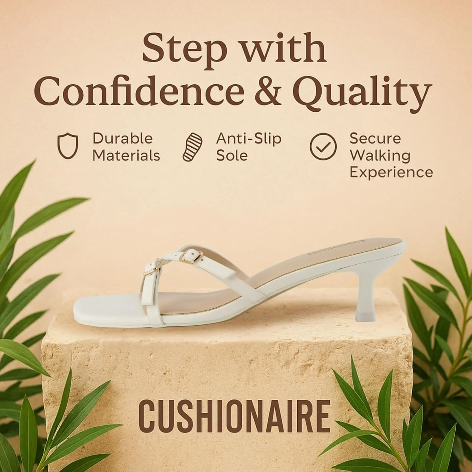 CUSHIONAIRE Women's Milan Kitten Heel Sandals  Memory Foam, Wide Widths Available