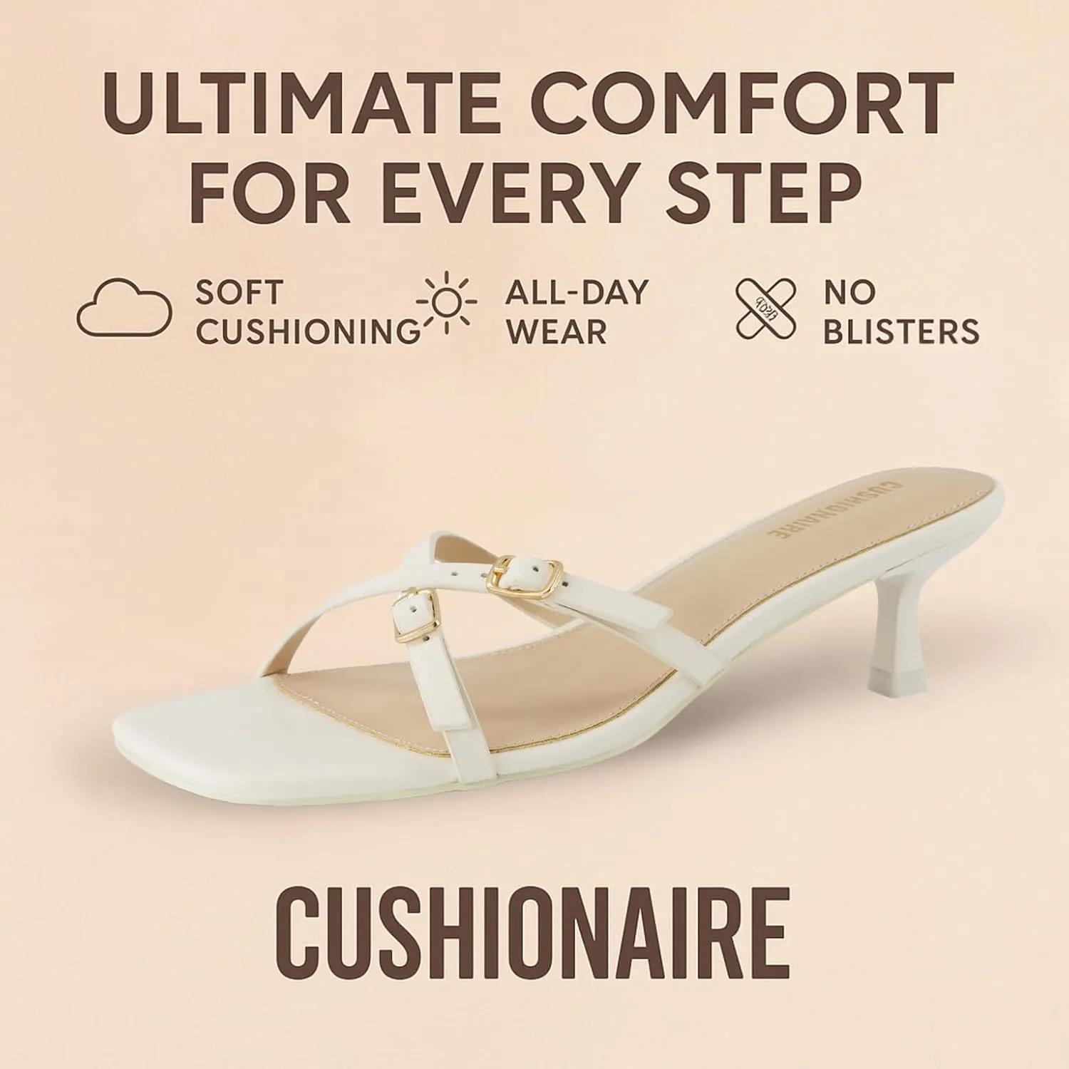 CUSHIONAIRE Women's Milan Kitten Heel Sandals  Memory Foam, Wide Widths Available