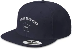 Custom Snapback Hats for Men & Women Minnesota State Map Mn Embroidery Acrylic