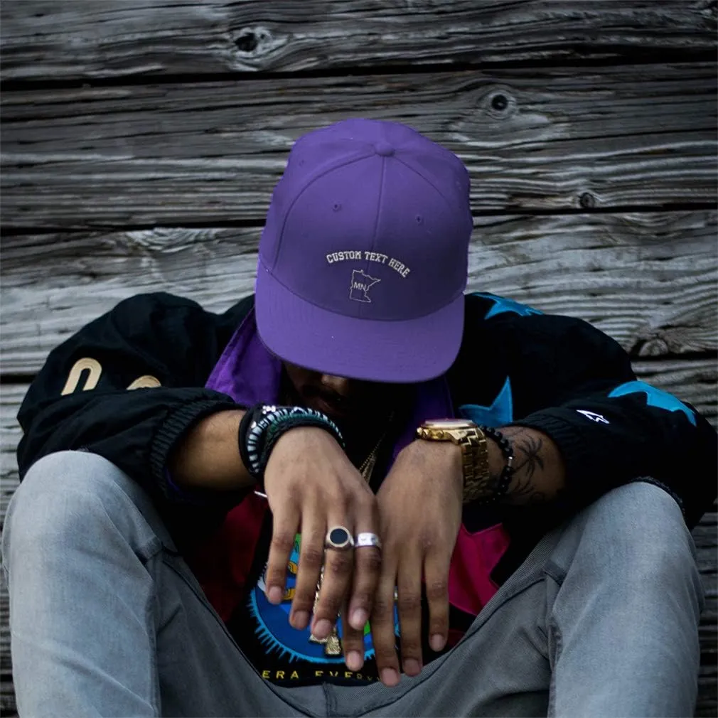 Custom Snapback Hats for Men & Women Minnesota State Map Mn Embroidery Acrylic