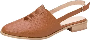 Cutout Sandal for Women Fashion Pointed Toe Closed Toe Weave Strap Buckle Casual Flat Sandalias Summer Comfortable Low Heel Slides Mules Shoes