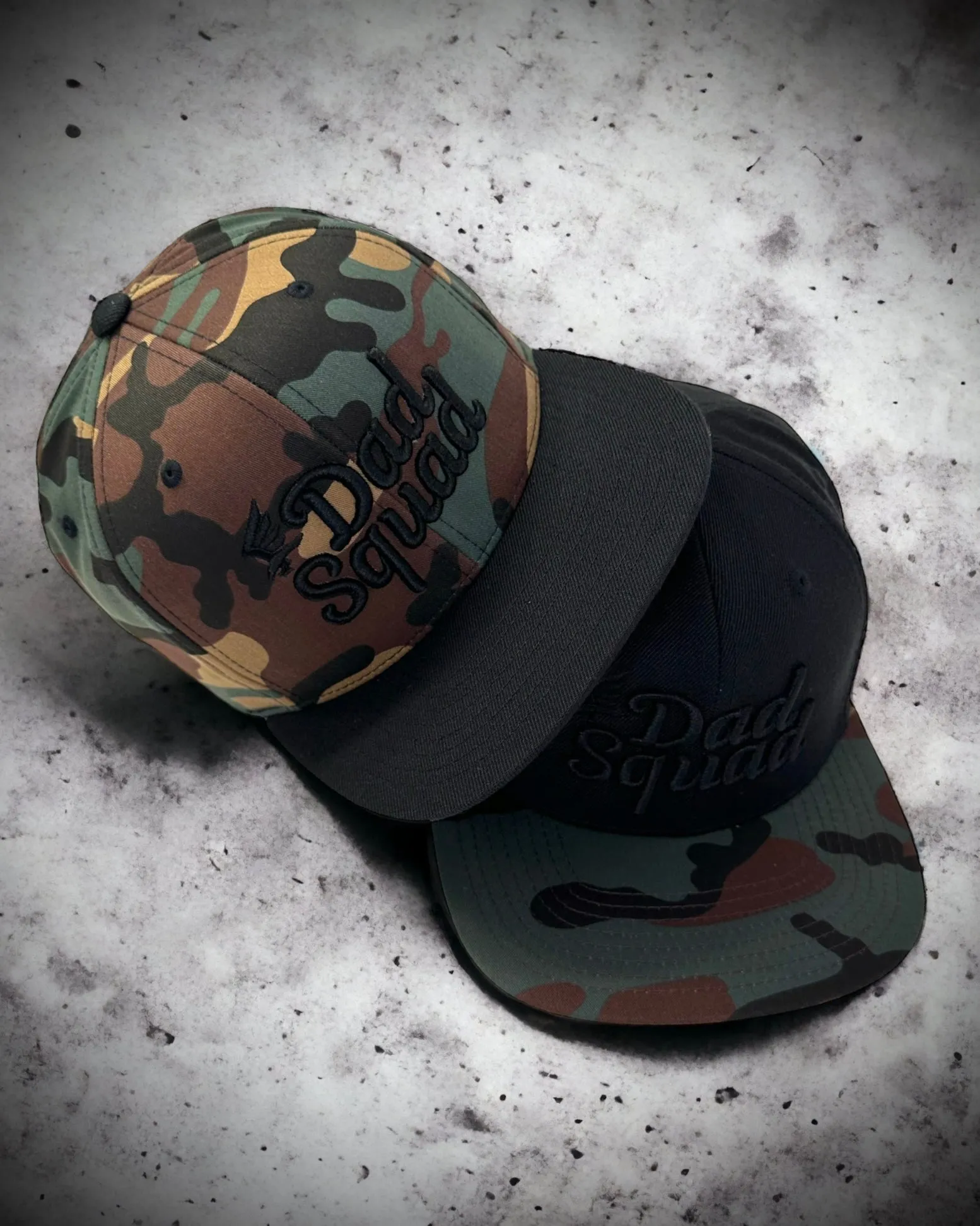Dad Squad Flat Bill Hat - Camo/Black