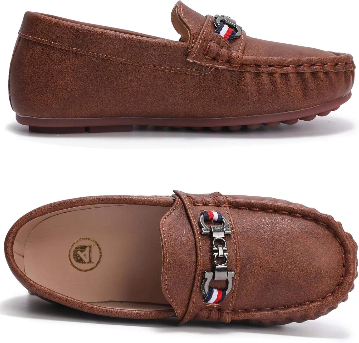 DADAWEN Toddler Little Kid Boys Girls Soft Leather Loafer Casual Moccasin Flats Dress Shoes Penny Slip On Boat Shoes School Wedding Church Loafers