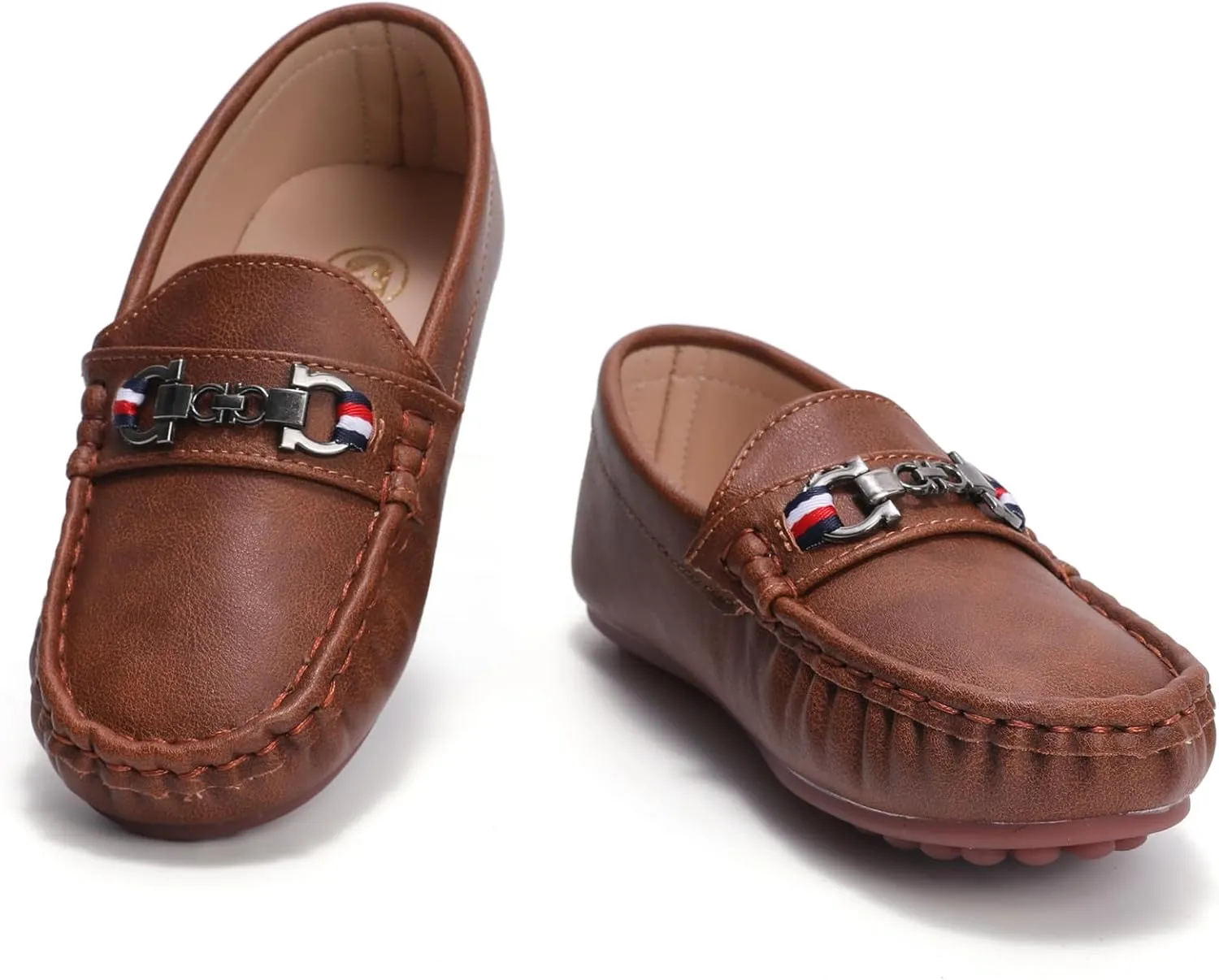 DADAWEN Toddler Little Kid Boys Girls Soft Leather Loafer Casual Moccasin Flats Dress Shoes Penny Slip On Boat Shoes School Wedding Church Loafers