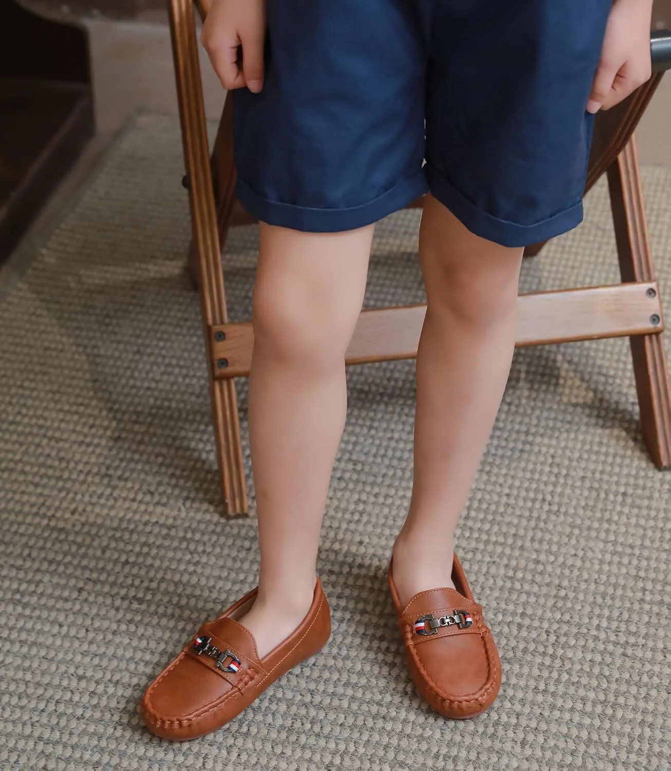 DADAWEN Toddler Little Kid Boys Girls Soft Leather Loafer Casual Moccasin Flats Dress Shoes Penny Slip On Boat Shoes School Wedding Church Loafers