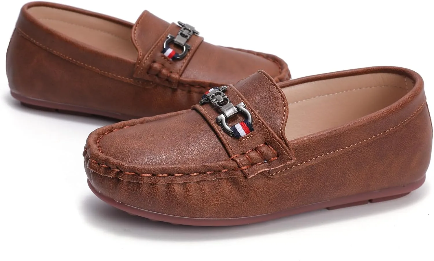 DADAWEN Toddler Little Kid Boys Girls Soft Leather Loafer Casual Moccasin Flats Dress Shoes Penny Slip On Boat Shoes School Wedding Church Loafers
