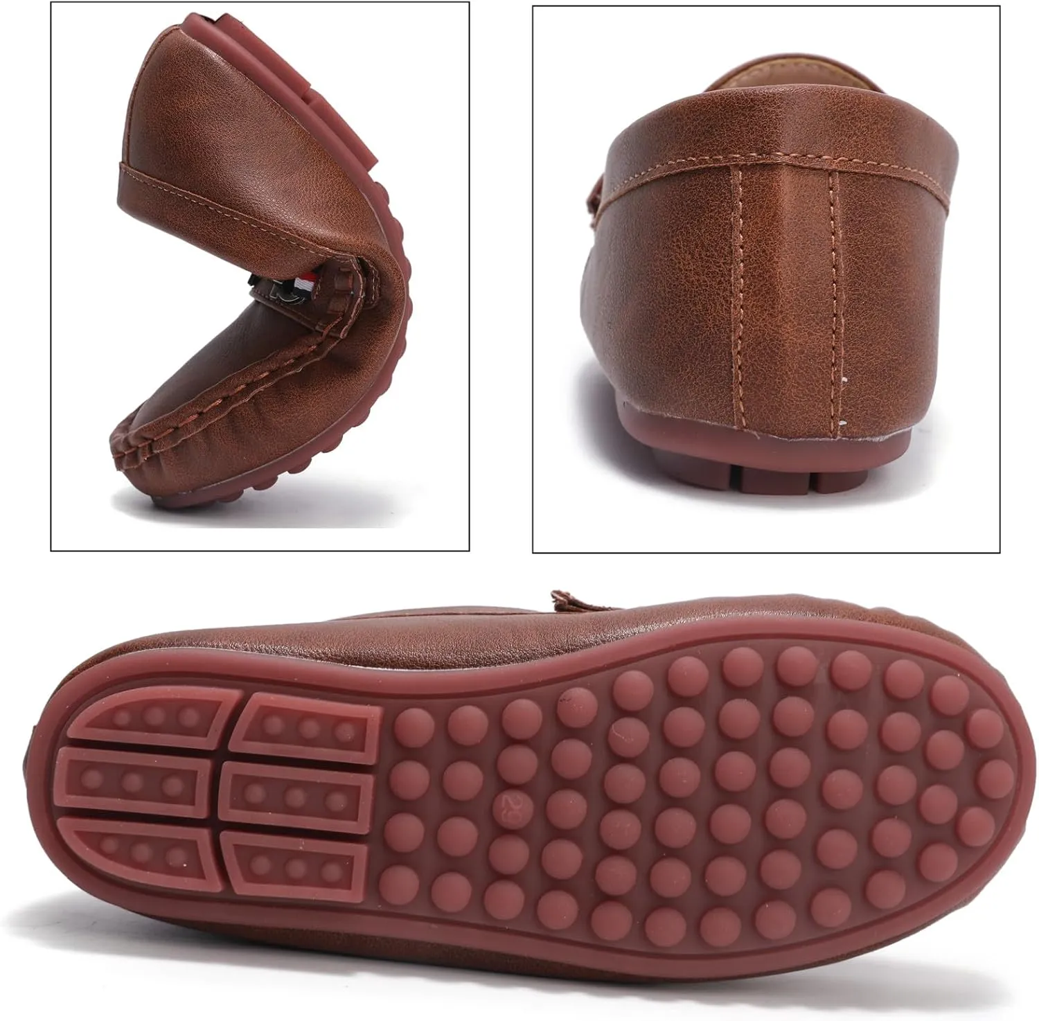 DADAWEN Toddler Little Kid Boys Girls Soft Leather Loafer Casual Moccasin Flats Dress Shoes Penny Slip On Boat Shoes School Wedding Church Loafers