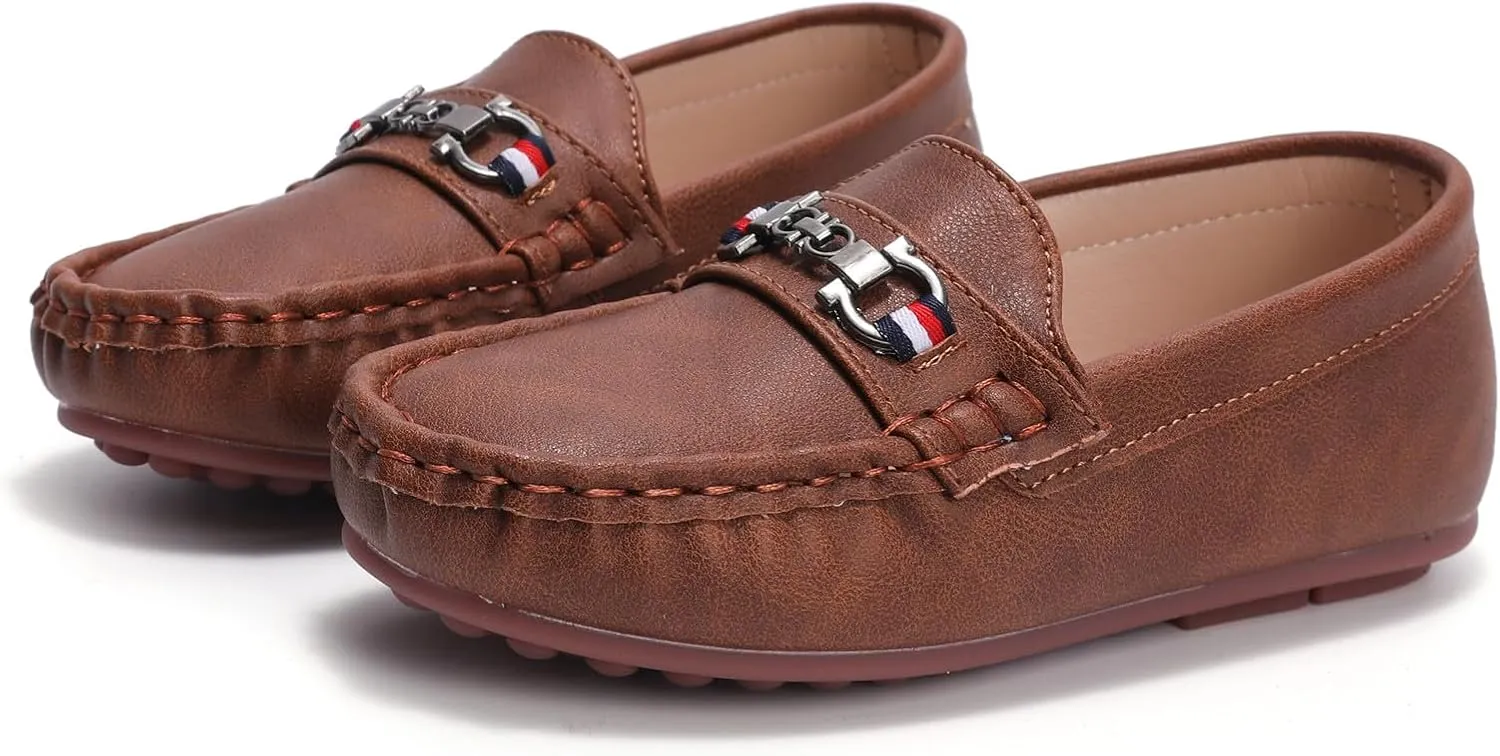 DADAWEN Toddler Little Kid Boys Girls Soft Leather Loafer Casual Moccasin Flats Dress Shoes Penny Slip On Boat Shoes School Wedding Church Loafers