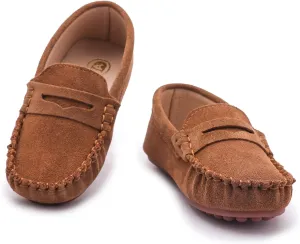 DADAWEN Toddler Little Kid Boys Girls Soft Suede Leather Slip On Loafer Flats Dress Shoes Casual Boat Shoes Wedding Church School Oxford Shoes Loafers