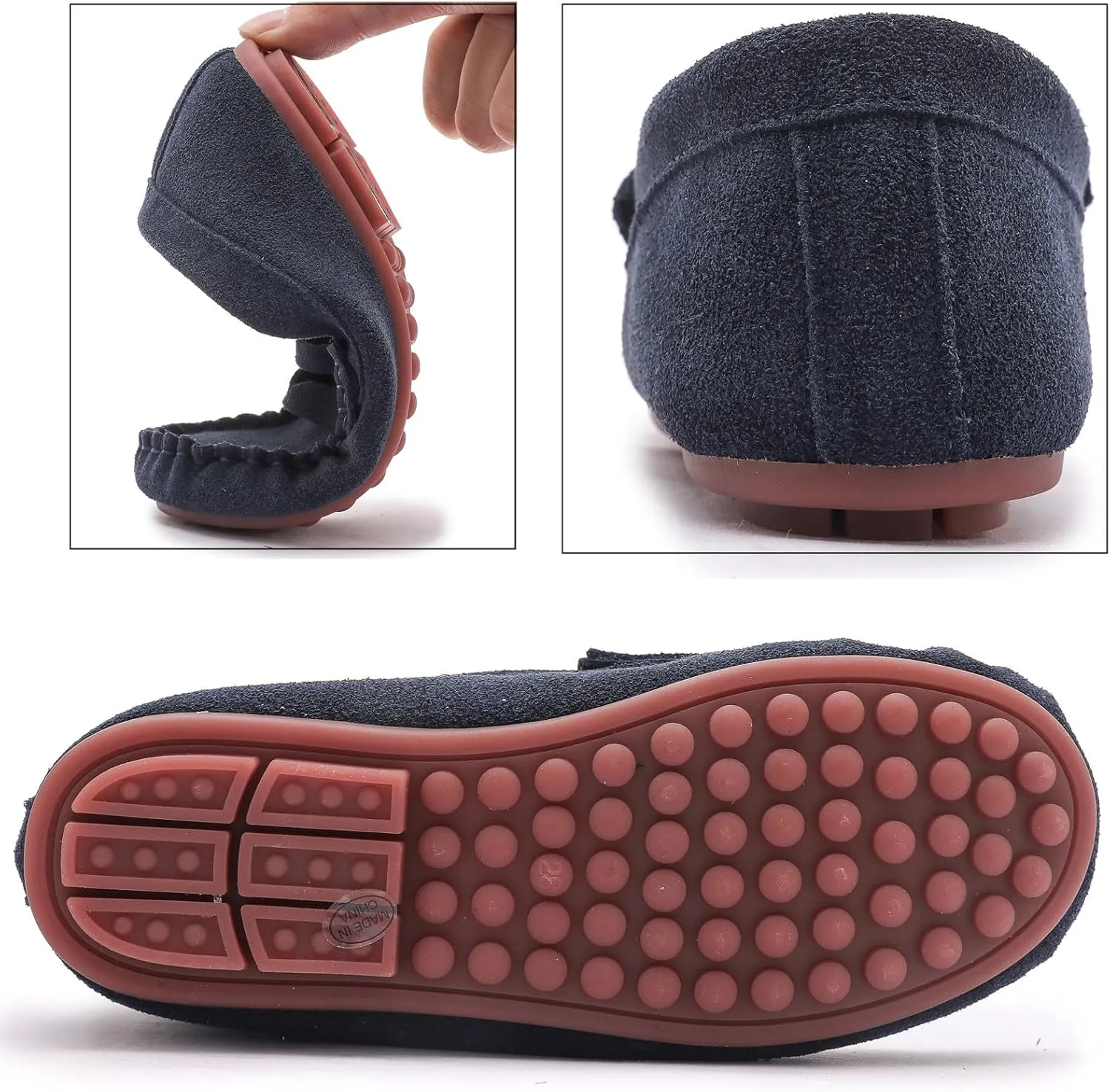 DADAWEN Toddler Little Kid Boys Girls Soft Suede Leather Slip On Loafer Flats Dress Shoes Casual Boat Shoes Wedding Church School Oxford Shoes Loafers